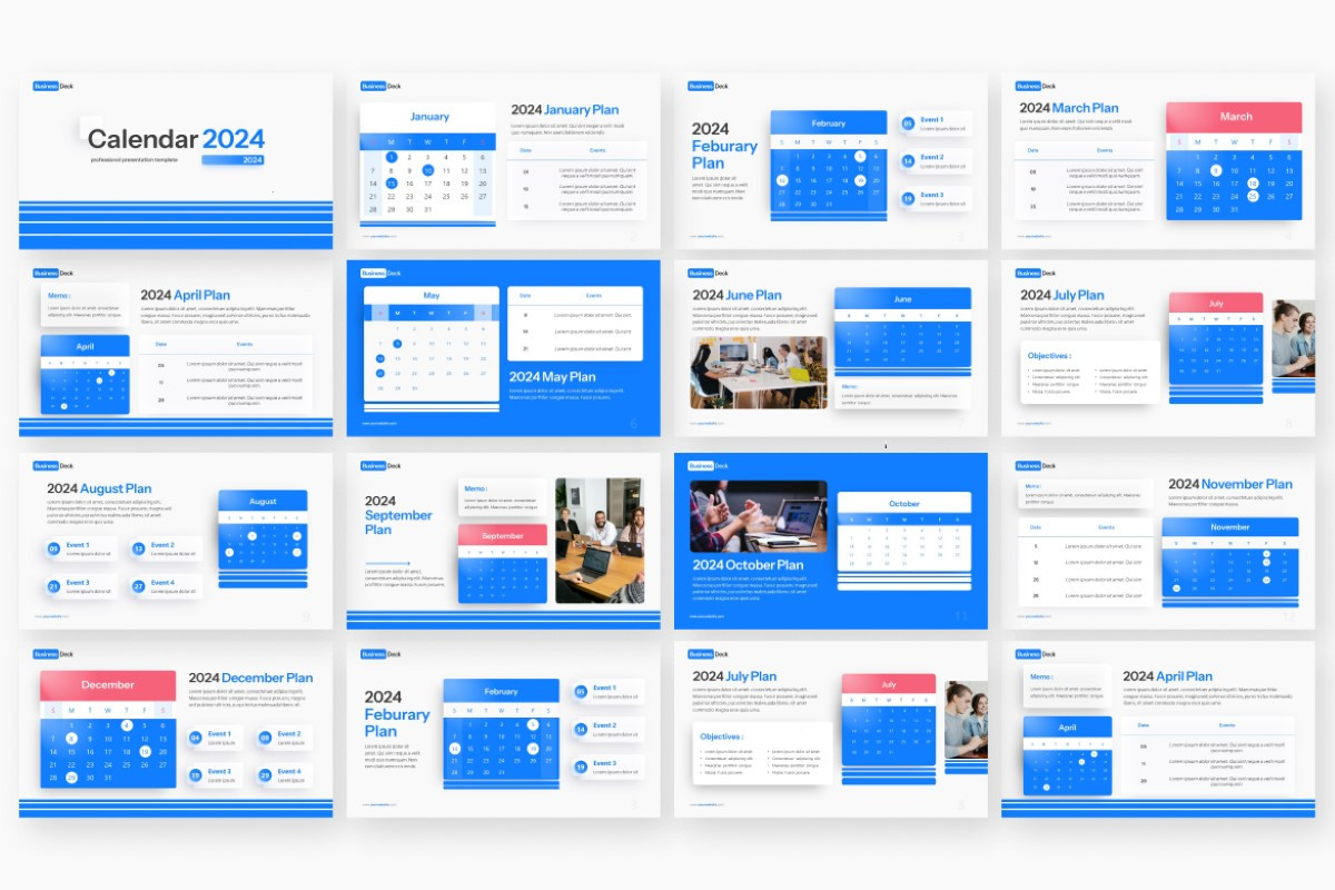 Calendar 2024 PowerPoint Template | Nulivo Market